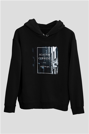 Against The Current Baskılı Unisex Siyah Hoodie