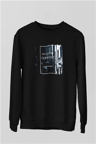 Against The Current Baskılı Unisex Siyah Sweatshirt