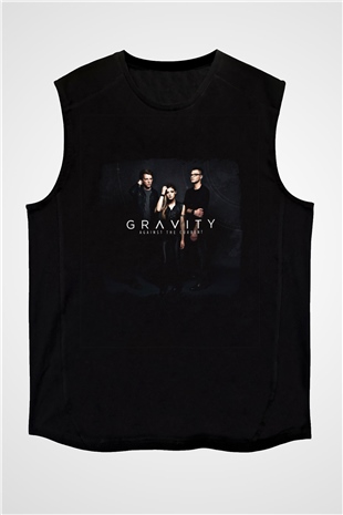 Against The Current Baskılı Unisex Siyah Kolsuz Tişört
