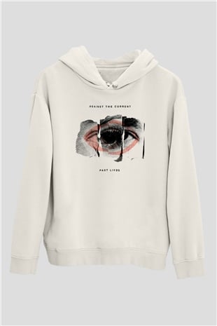 Against The Current Beyaz Unisex Kapüşonlu Sweatshirt