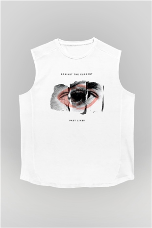 Against The Current Beyaz Unisex Kolsuz Tişört