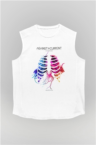 Against The Current Beyaz Unisex Kolsuz Tişört