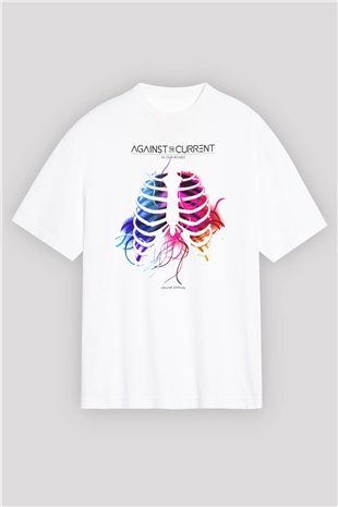 Against The Current Beyaz Unisex Oversize Tişört T-Shirt