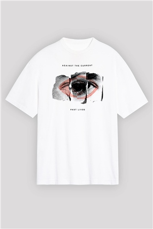 Against The Current Beyaz Oversize Tişört Oversize T-shirt - TişörtFabrikası