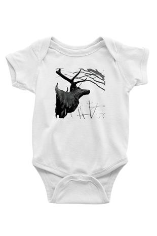 Agalloch Baskılı Beyaz Unisex Bebek Body - Zıbın
