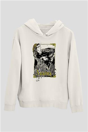 Agalloch Baskılı Beyaz Unisex Kapüşonlu Sweatshirt