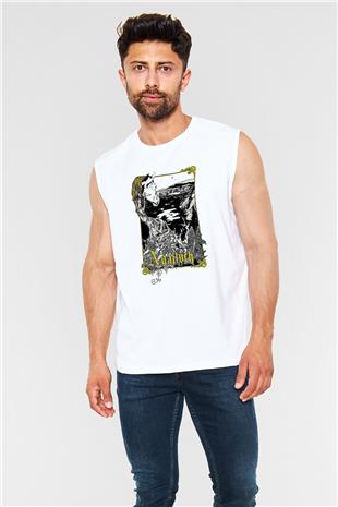 Agalloch Baskılı Beyaz Unisex Kolsuz Tişört - Tshirt