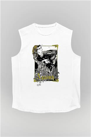 Agalloch Baskılı Beyaz Unisex Kolsuz Tişört - Tshirt