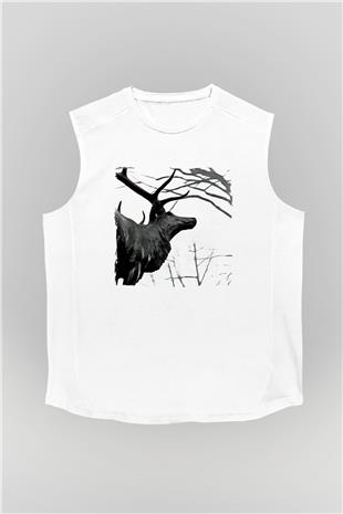 Agalloch Baskılı Beyaz Unisex Kolsuz Tişört - Tshirt