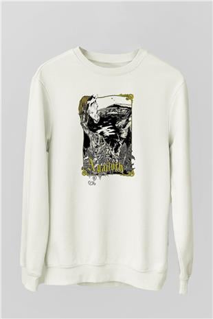 Agalloch Baskılı Beyaz Unisex Sweatshirt
