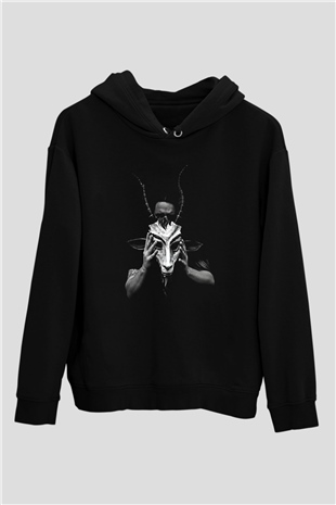Agalloch Baskılı Unisex Siyah Kapüşonlu Sweatshirt