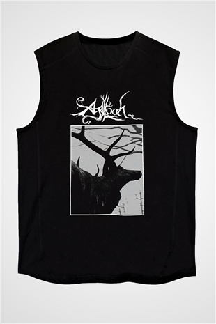 Agalloch Baskılı Unisex Siyah Kolsuz Tişört - Tshirt
