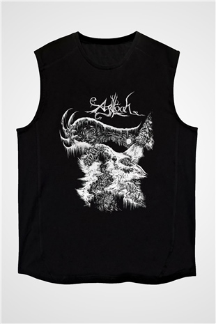 Agalloch Baskılı Unisex Siyah Kolsuz Tişört - Tshirt