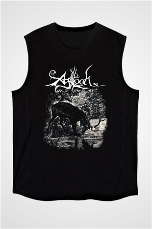 Agalloch Baskılı Unisex Siyah Kolsuz Tişört - Tshirt