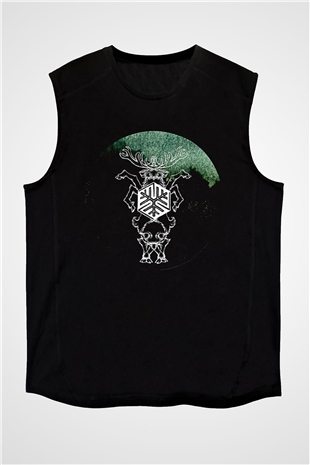 Agalloch Baskılı Unisex Siyah Kolsuz Tişört - Tshirt