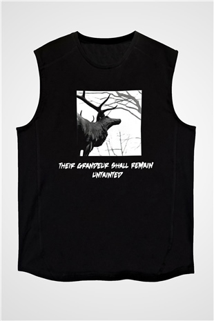 Agalloch Baskılı Unisex Siyah Kolsuz Tişört - Tshirt