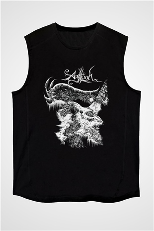 Agalloch Baskılı Unisex Siyah Kolsuz Tişört - Tshirt