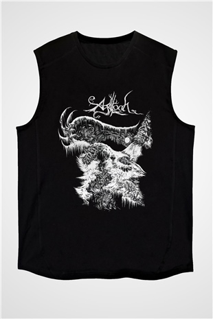 Agalloch Baskılı Unisex Siyah Kolsuz Tişört - Tshirt