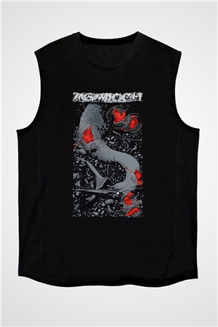 Agalloch Baskılı Unisex Siyah Kolsuz Tişört - Tshirt