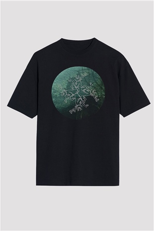 Agalloch Baskılı Unisex Siyah Oversize Tişört - Tshirt