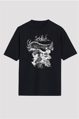 Agalloch Baskılı Unisex Siyah Oversize Tişört - Tshirt