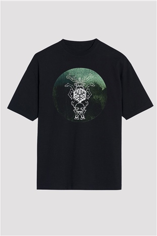 Agalloch Baskılı Unisex Siyah Oversize Tişört - Tshirt