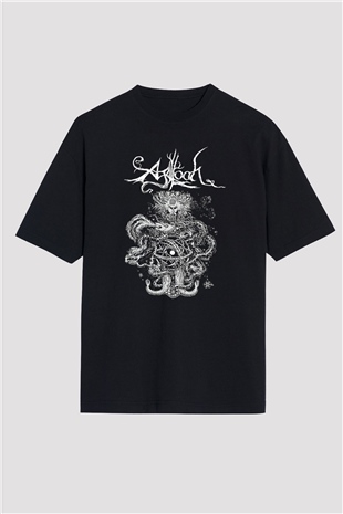 Agalloch Baskılı Unisex Siyah Oversize Tişört - Tshirt