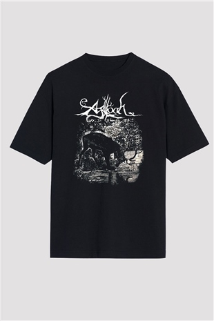 Agalloch Baskılı Unisex Siyah Oversize Tişört - Tshirt