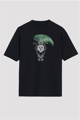 Agalloch Baskılı Unisex Siyah Oversize Tişört - Tshirt