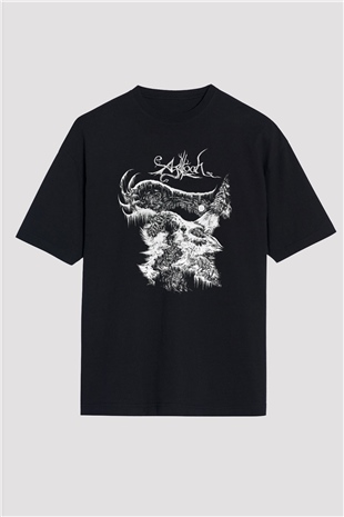 Agalloch Baskılı Unisex Siyah Oversize Tişört - Tshirt