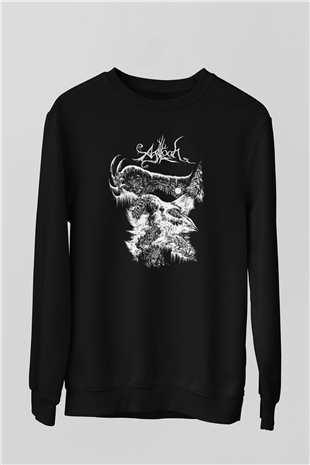 Agalloch Baskılı Unisex Siyah Sweatshirt