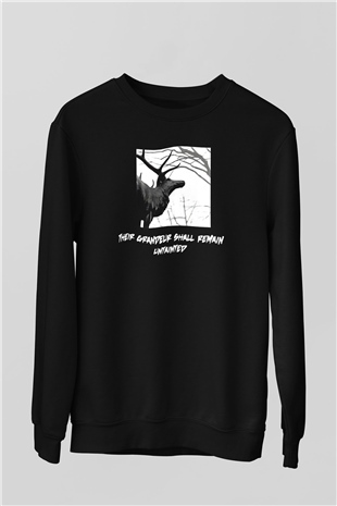 Agalloch Baskılı Unisex Siyah Sweatshirt