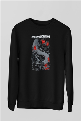 Agalloch Baskılı Unisex Siyah Sweatshirt