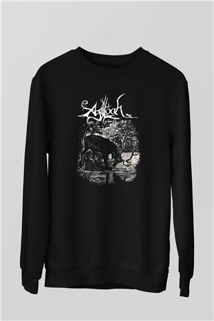 Agalloch Baskılı Unisex Siyah Sweatshirt