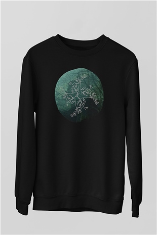 Agalloch Baskılı Unisex Siyah Sweatshirt