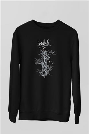 Agalloch Baskılı Unisex Siyah Sweatshirt