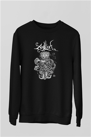 Agalloch Baskılı Unisex Siyah Sweatshirt