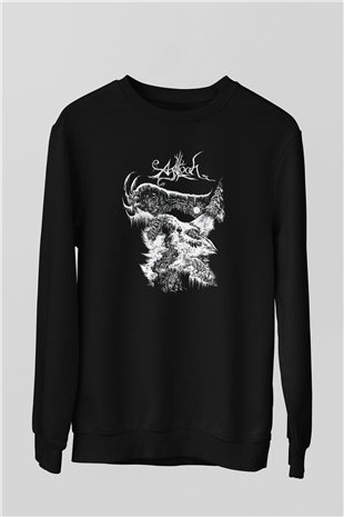 Agalloch Baskılı Unisex Siyah Sweatshirt
