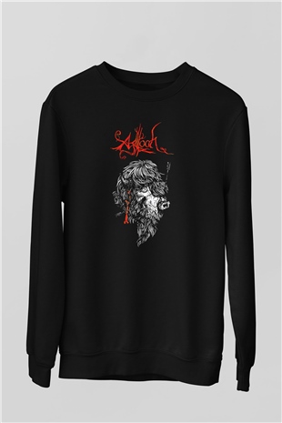 Agalloch Baskılı Unisex Siyah Sweatshirt