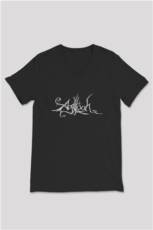 Agalloch Baskılı Unisex Siyah V Yaka Tişört - Tshirt