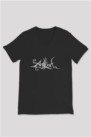 Agalloch Baskılı Unisex Siyah V Yaka Tişört - Tshirt