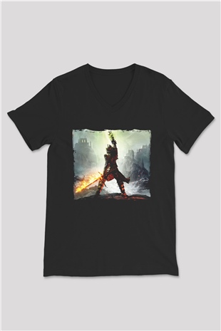 Age Of Empires Siyah Unisex V Yaka Tişört