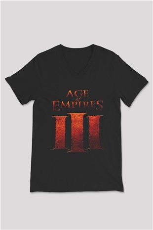 Age Of Empires Siyah Unisex V Yaka Tişört T-Shirt
