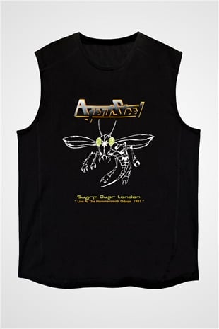 Agent Steel Baskılı Unisex Siyah Kolsuz Tişört