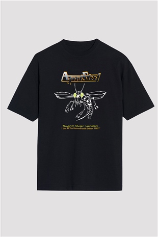Agent Steel Baskılı Unisex Siyah Oversize Tişört