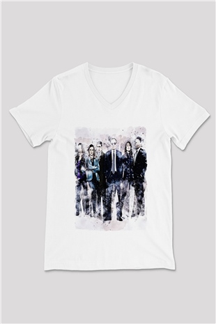 Agents of S.H.I.E.L.D. Beyaz Unisex V Yaka Tişört