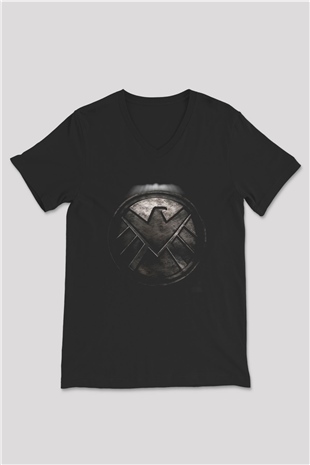Agents of S.H.I.E.L.D. Siyah Unisex V Yaka Tişört
