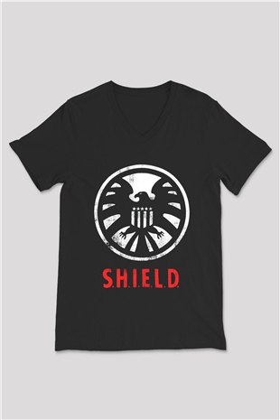 Agents of S.H.I.E.L.D. Siyah Unisex V Yaka Tişört T-Shirt