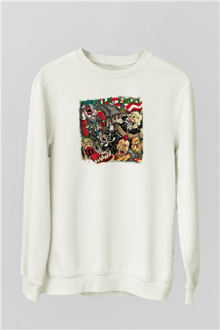 Agnostic Front Baskılı Unisex Beyaz Sweatshirt