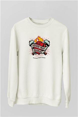 Agnostic Front Baskılı Unisex Beyaz Sweatshirt